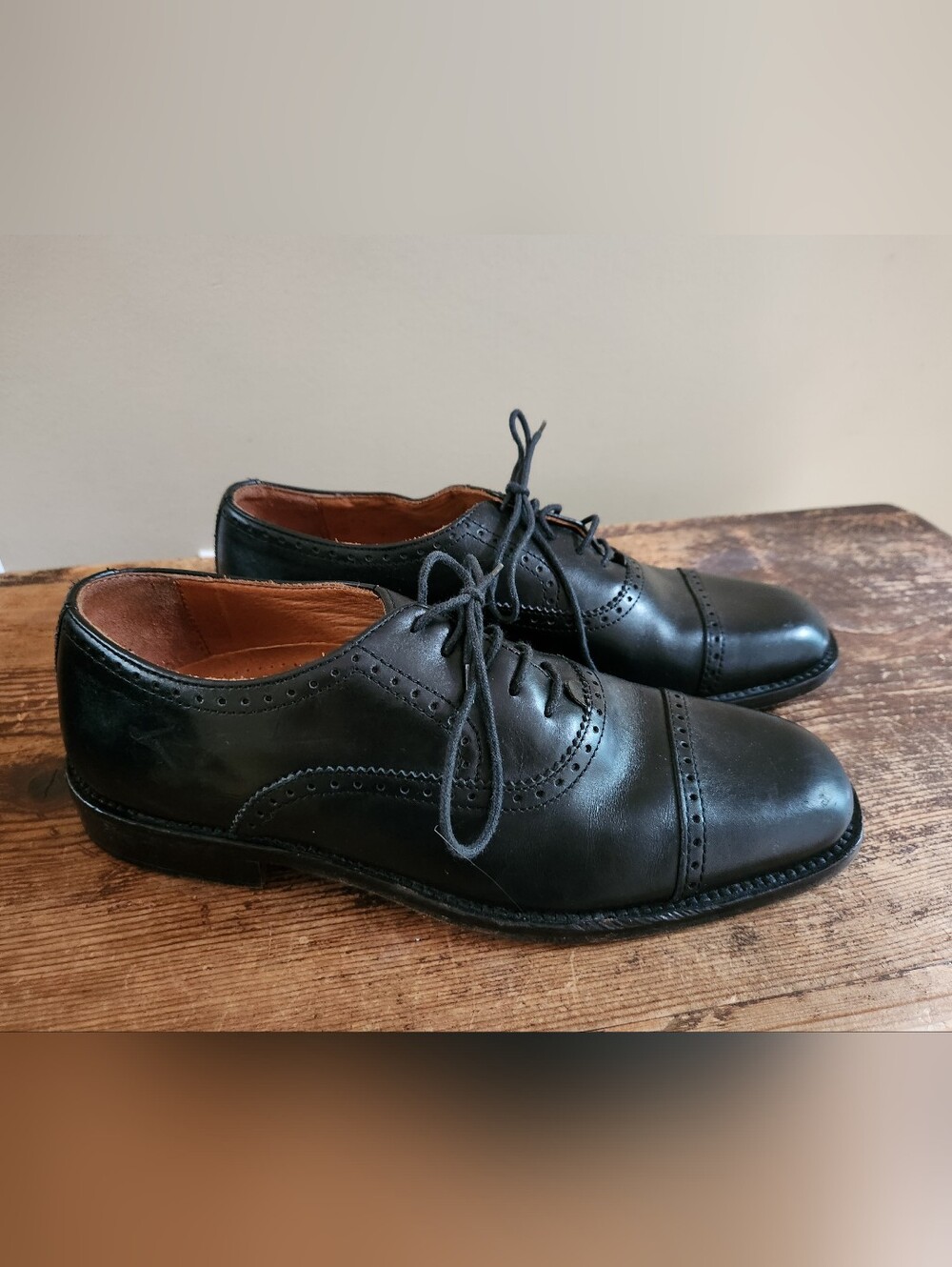 Vintage Ingledews Black Leather Oxford Shoes 6.5 Men's